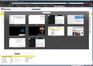 Thumbnails of opened tabs in Firefox with search box